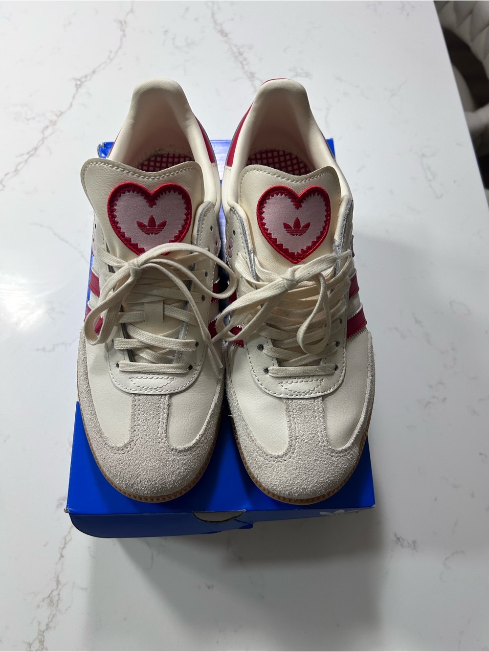 adidas Kids White Sneakers with Pink Heart Detail